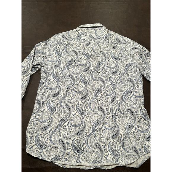 Chaps Ralph Lauren Womens Blue White Paisley L/S Cotton Button Shirt Blouse Med - Picture 4 of 6